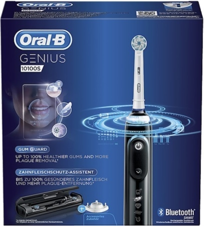 ORAL-B Oral-B Genius 10100S spazzolino elettrico Braun ricaricabile rete nero + 4 testine